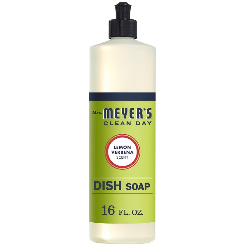 MRS. MEYER'S CLEAN D صابون الأطباق السائل من السيدة ماير كلين داي، خالٍ من القسوة وغير سام، برائحة رعي الحمام الليمونية، 16 أونصة - عبوة من 6 قطع - Image 1